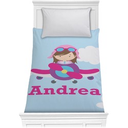 Airplane & Girl Pilot Comforter - Twin XL (Personalized)