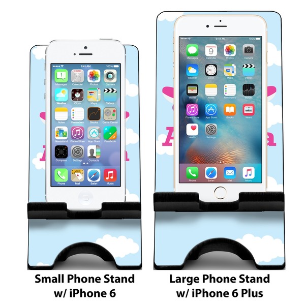 Airplane & Girl Pilot Compare Phone Stand Sizes - with iPhones