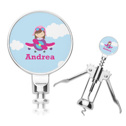 Airplane & Girl Pilot Corkscrew (Personalized)