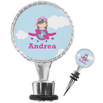 Airplane & Girl Pilot Wine Bottle Stopper (Personalized)