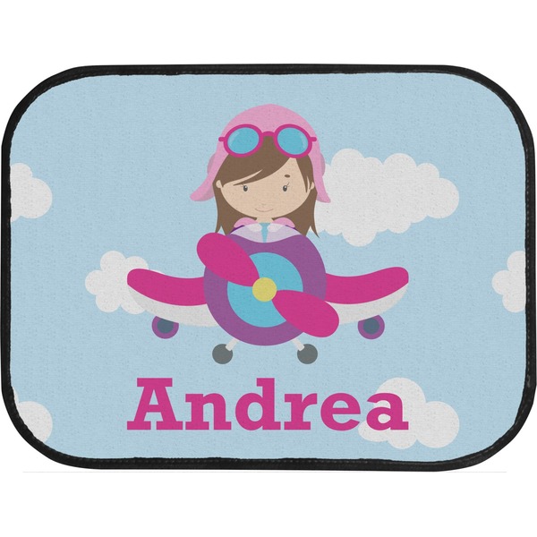 Airplane & Girl Pilot Custom Car Floor Mats (Back Seat)