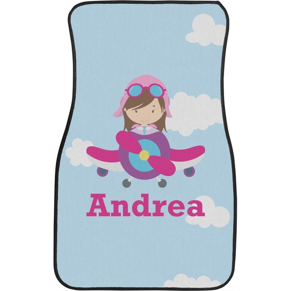 Airplane & Girl Pilot Custom Car Floor Mats (Front Seat)