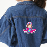 Airplane & Girl Pilot Twill Iron On Patch - Custom Shape - X-Large