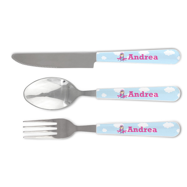 Custom Airplane & Girl Pilot Cutlery Set (Personalized)