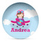 Airplane & Girl Pilot Microwave Safe Plastic Plate - Composite Polymer (Personalized)