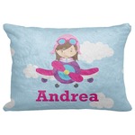 Airplane & Girl Pilot Decorative Baby Pillowcase - 16"x12" (Personalized)
