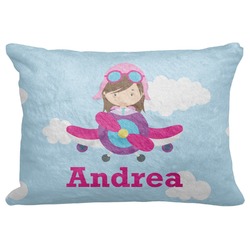 Airplane & Girl Pilot Decorative Baby Pillowcase - 16"x12" (Personalized)