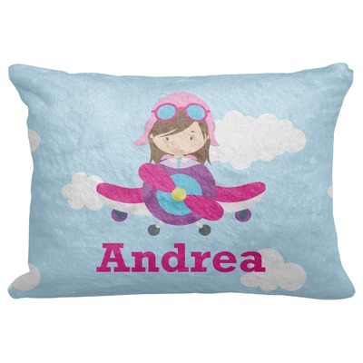 Custom Airplane & Girl Pilot Decorative Baby Pillowcase - 16"x12" (Personalized)