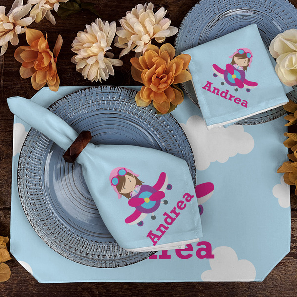 Airplane & Girl Pilot Dining Set