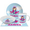 Airplane & Girl Pilot Dinner Set - 4 Pc (Personalized)