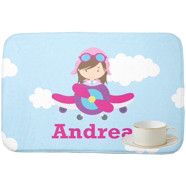 Airplane & Girl Pilot Dish Drying Mat