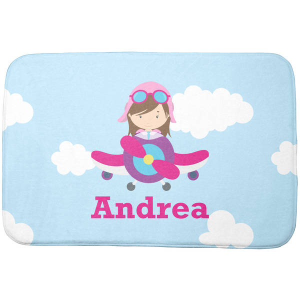 Custom Airplane & Girl Pilot Dish Drying Mat (Personalized)