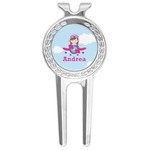 Airplane & Girl Pilot Golf Divot Tool & Ball Marker (Personalized)