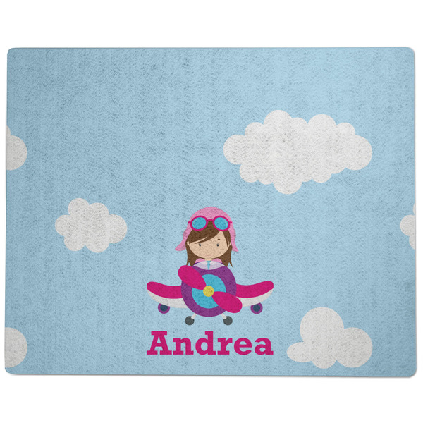 Airplane & Girl Pilot Dog Food Mat - Large without Bowls