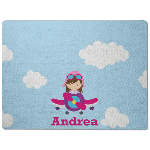 Airplane & Girl Pilot Dog Food Mat - Medium without bowls