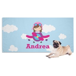 Airplane & Girl Pilot Dog Towel (Personalized)