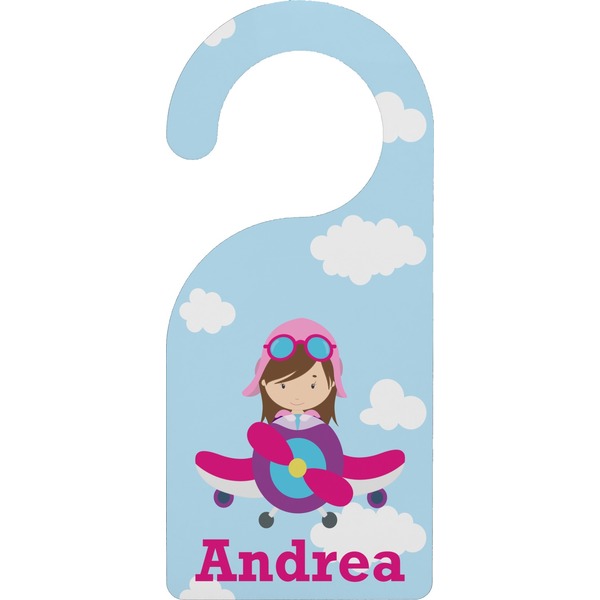 Custom Airplane & Girl Pilot Door Hanger (Personalized)