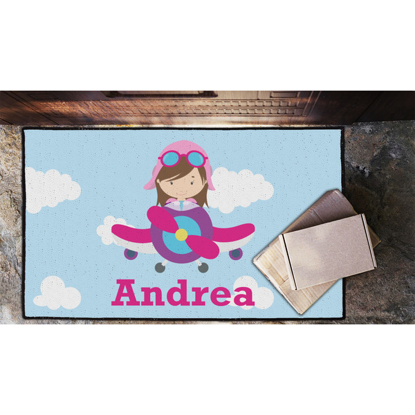 Airplane & Girl Pilot Door Mat - LIFESTYLE (Lrg)