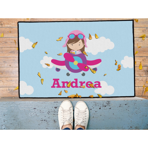 Airplane & Girl Pilot Door Mat - LIFESTYLE (Med)
