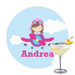 Airplane & Girl Pilot Printed Drink Topper (Personalized)