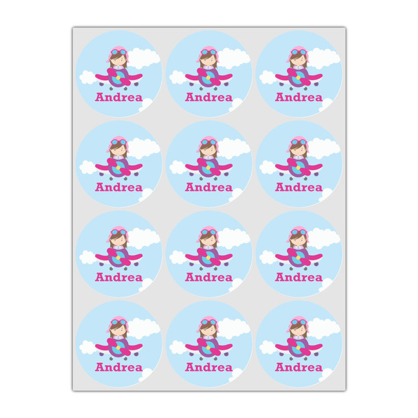 Airplane & Girl Pilot Drink Topper - Small - Set of 12