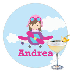 Airplane & Girl Pilot Printed Drink Topper - 3.5" (Personalized)