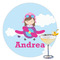 Airplane & Girl Pilot Printed Drink Topper - 3.5" (Personalized)