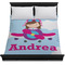 Airplane & Girl Pilot Duvet Cover - Queen - On Bed - No Prop