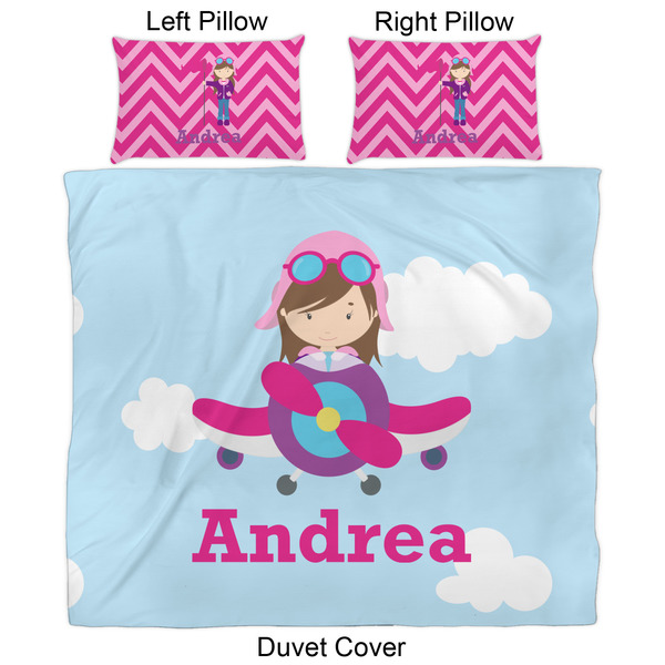 Airplane & Girl Pilot Duvet Cover Set - King - Approval