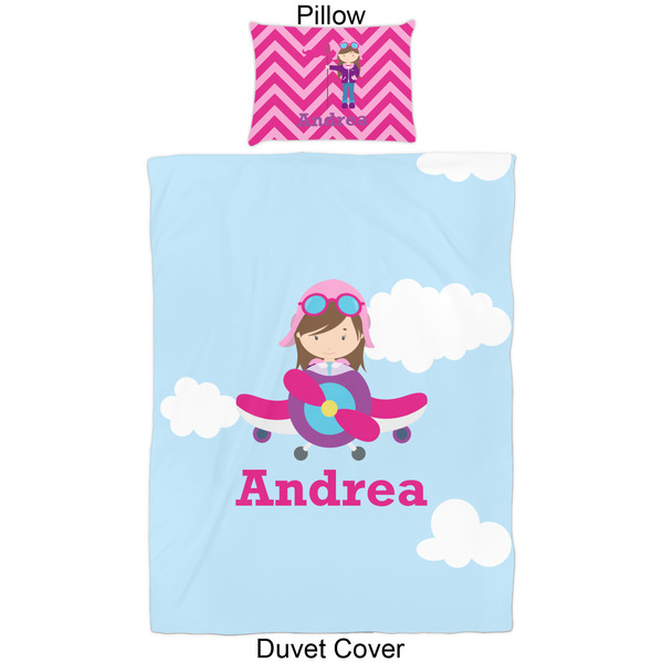 Airplane & Girl Pilot Duvet Cover Set - Twin - Approval