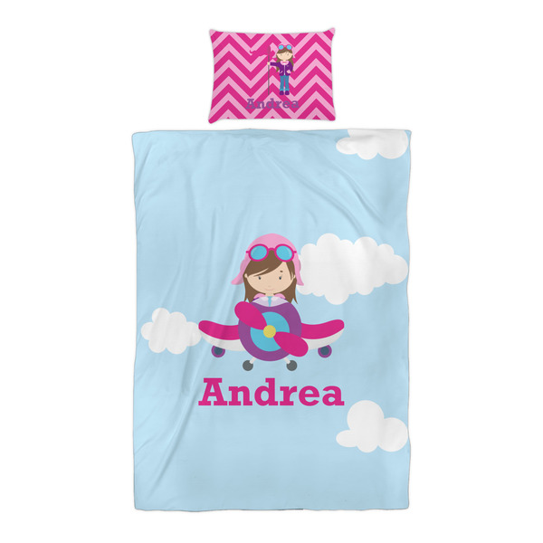 Airplane & Girl Pilot Duvet Cover Set - Twin XL - Alt Approval