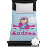 Airplane & Girl Pilot Duvet Cover - Twin XL (Personalized)
