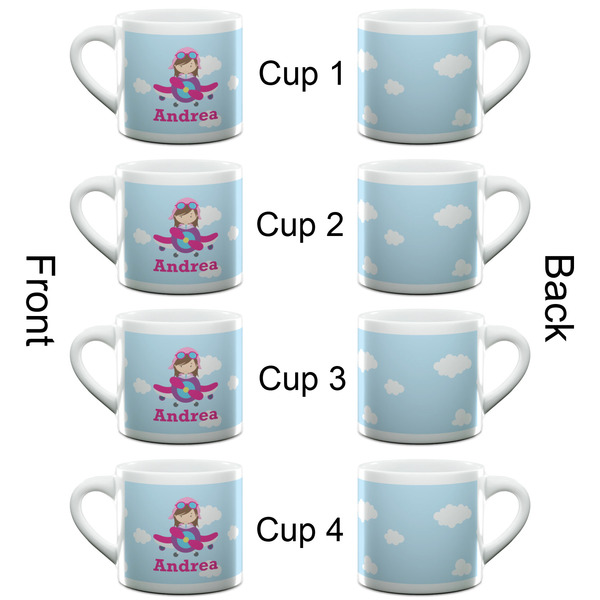 Airplane & Girl Pilot Espresso Cup - 6oz (Double Shot Set of 4) APPROVAL