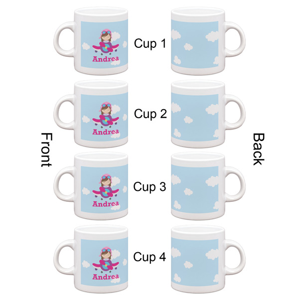 Airplane & Girl Pilot Espresso Cup Set of 4 - Apvl