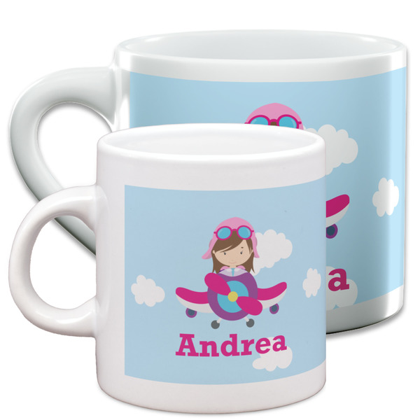 Airplane & Girl Pilot Espresso Mugs - Main Parent
