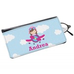 Airplane & Girl Pilot Genuine Leather Eyeglass Case (Personalized)