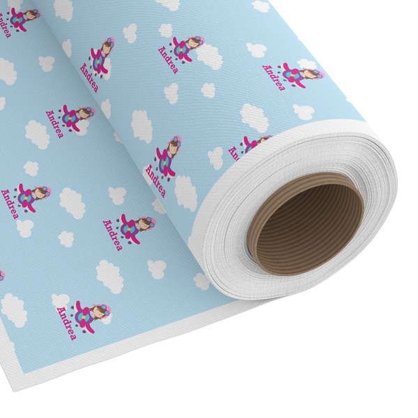 Custom Airplane & Girl Pilot Fabric by the Yard - Spun Polyester Poplin (Personalized)
