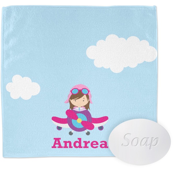 Custom Airplane & Girl Pilot Washcloth (Personalized)