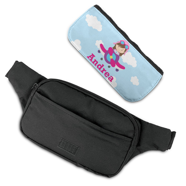 Airplane & Girl Pilot Fanny Packs - FLAT (flap off)