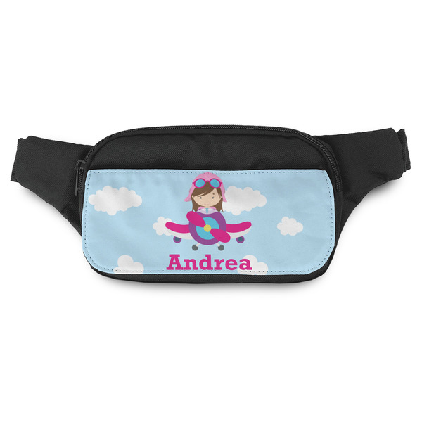 Custom Airplane & Girl Pilot Fanny Pack - Modern Style (Personalized)
