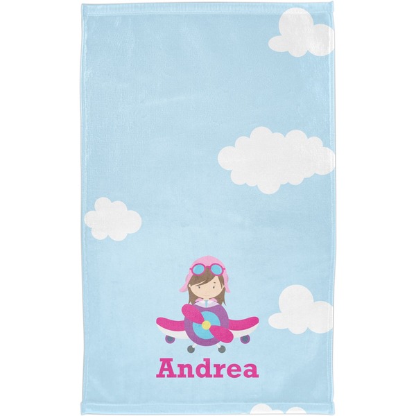 Airplane & Girl Pilot Finger Tip Towel - Full View