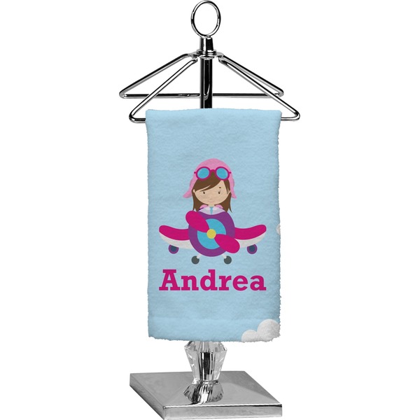 Custom Airplane & Girl Pilot Finger Tip Towel - Full Print (Personalized)