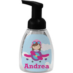 Airplane & Girl Pilot Foam Soap Bottle - Black (Personalized)