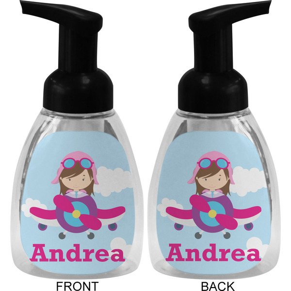 Airplane & Girl Pilot Foam Soap Bottle (Front & Back)
