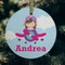 Airplane & Girl Pilot Frosted Glass Ornament - Round (Lifestyle)