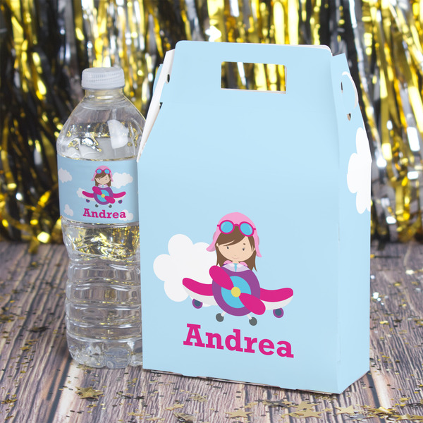 Airplane & Girl Pilot Gable Favor Box - In Context