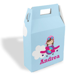 Airplane & Girl Pilot Gable Favor Box (Personalized)