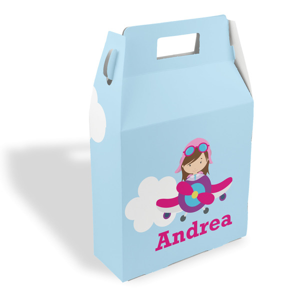Custom Airplane & Girl Pilot Gable Favor Box (Personalized)
