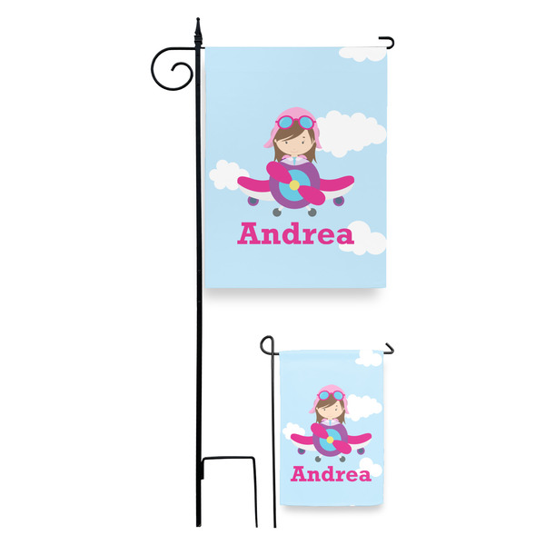 Airplane & Girl Pilot Garden Flag - PARENT/MAIN