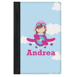Airplane & Girl Pilot Genuine Leather Passport Cover (Personalized)